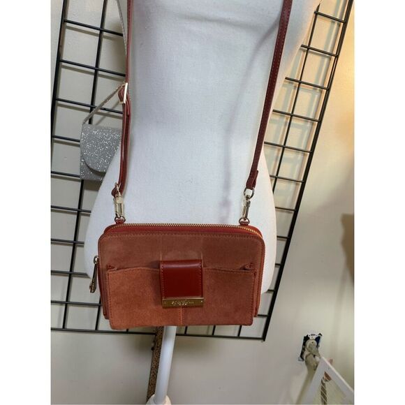 Spartina 449 Suede Crossbody or Clutch Wallet  Rust Color - Picture 4 of 16